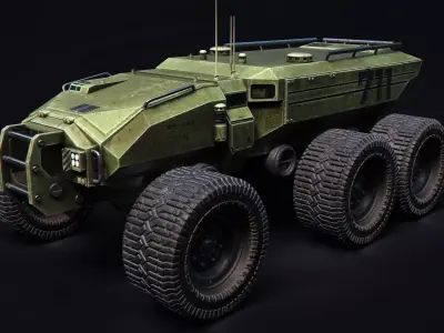 Technical Vehicle transporter Green Source Files 8K Textures  Low-poly 3D model