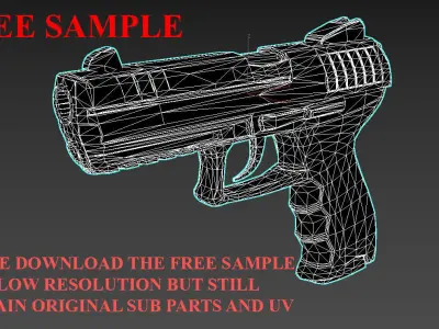 Hand Gun with Stylized Design - FREE SAMPLE Free low-poly 3D model