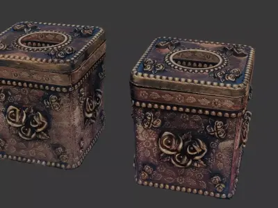 Ornate Vintage Jewelry Box Low-poly 3D model