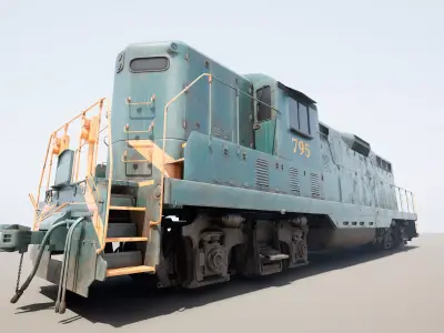 Locomotive  Mid-Poly PBR Model Low-poly 3D model