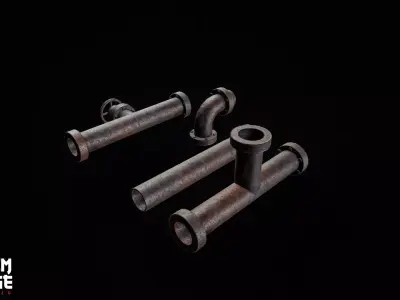 Industrial Pipe Low-poly 3D model