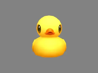 Cartoon little yellow duck - baby duck  Low-poly 3D model