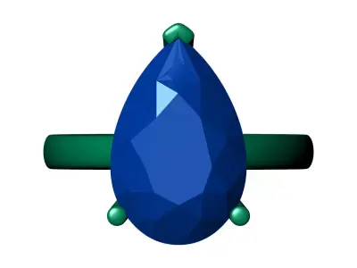 Pear Stone Solitary Ring 3D print model