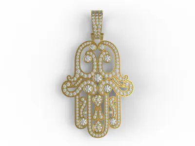 Antique Hamsa Hand Art Deco Pendant 3D print model