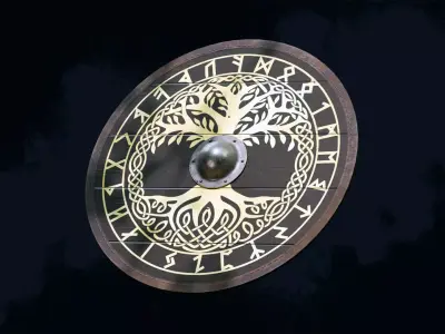 Viking shield 3 - Freshforged Low-poly 3D model