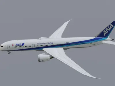ANA Boeing 787-9 dreamliner low poly  Low-poly 3D model
