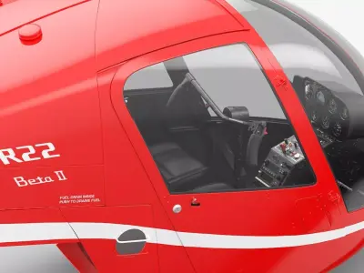 Helicopter Dual Seat Cockpit Red 3D model