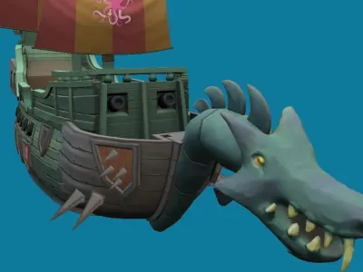 Dragon Ship Hand-Painted Low-poly 3D model