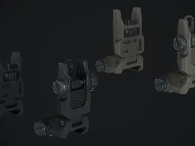 Defiance Low Profile Picatinny Flip Up Sights Low-poly 3D model