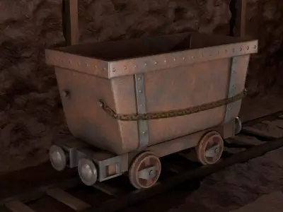 Rusty Minecart Low-poly 3D model