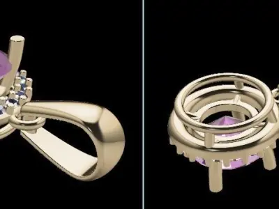 Dainty Round Halo Pendant with bell 7mm 3D print model