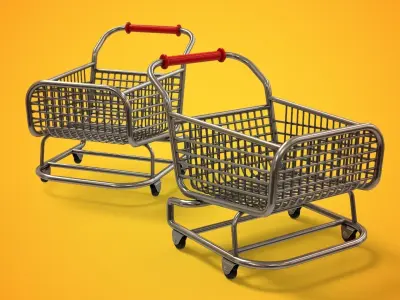 Stylized Shopping Cart Low-poly 3D model