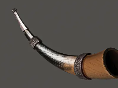 Viking War Horn - Game Ready 3D Model  Low-poly 3D model