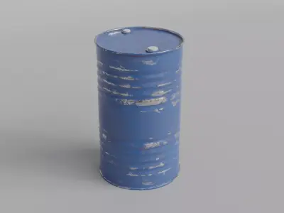 Metal Barrel Blue and Red Low-poly 3D model