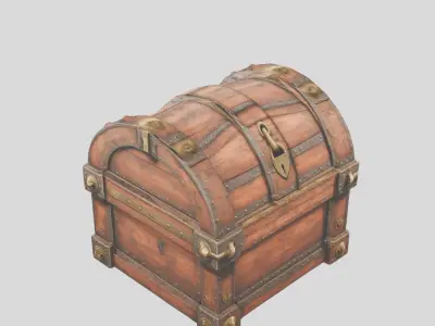 mighty wooden treasure chest Low-poly 3D model