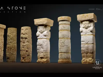 Mayan Stone 04 PBR 4K Low-poly 3D model