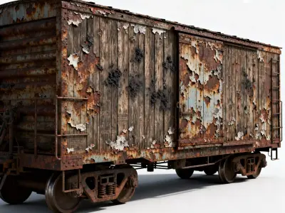 Realistic Full Rusted Refrigerator Train Car 3d model Low-poly 3D model