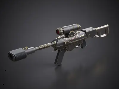 AMR Rifle With Gift Low-poly 3D model