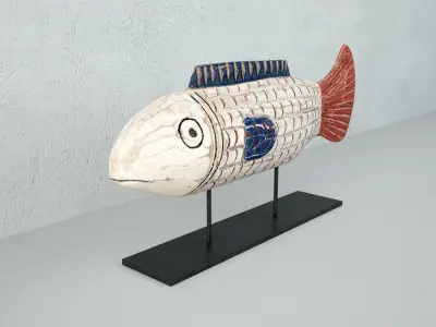 African wooden fish 2 3D model