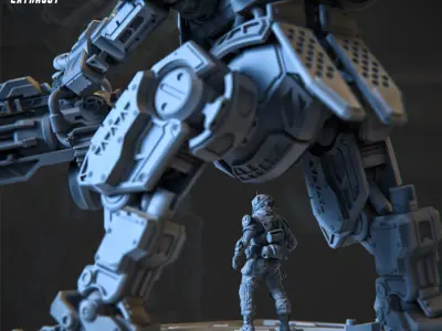 A Man and His Robot 75mm 3D Printable 3D print model