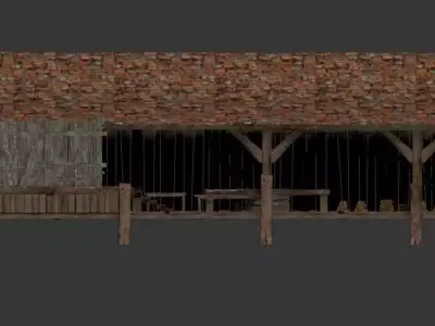 Rustic Medieval Wooden Workshop  Storage 3D Model 3D model