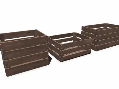 Wooden Crates Low-poly PBR Free low-poly 3D model