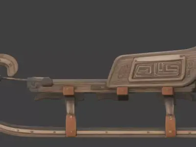 Viking Wooden Sled 3D Model v02 Low-poly 3D model