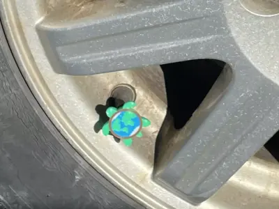 World Turtle Schrader Valve Cap Mythic Globe Tire Accent  3D print model