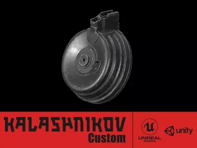 AK - Magazine - Drum Low-poly 3D model