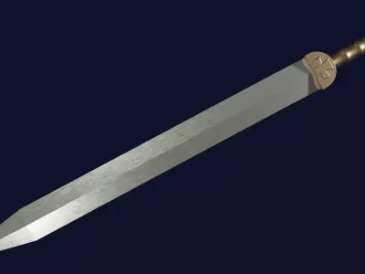 Spatha sword with Gladius handle Low-poly 3D model