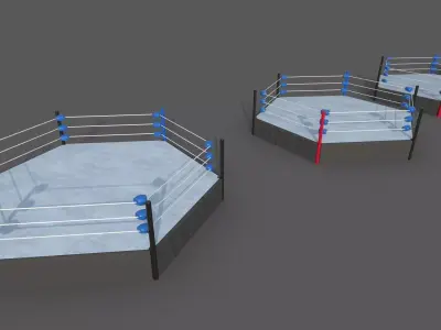 PBR Modular TNA Six sided Hexagon Wrestling Rings Low-poly 3D model