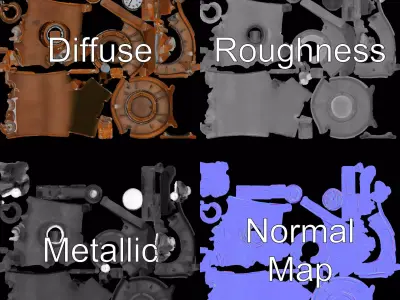 Steampunk Pressure Gauge Clock Model Pack Low-poly 3D model