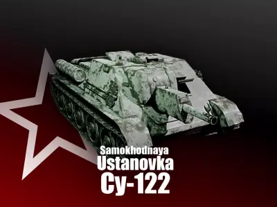 SU122 - Soviet Union Self propelled gun - Snow Coated Free low-poly 3D model