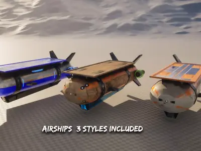 Air Ships - Blimps 3 Styles Included Low-poly 3D model