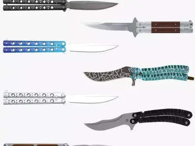Ballisong Knives Collection 3D Model Pack