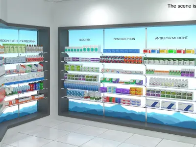 Pharmacy Display Stand with Filling 3D model