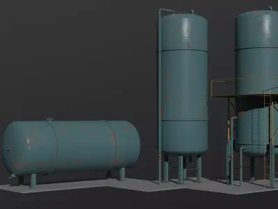 Industrial Big Barrels Low-poly 3D model