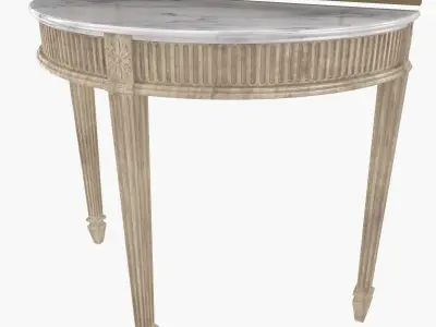   Marble Top Demilune Console  and  wall lamp and mirror 3D model