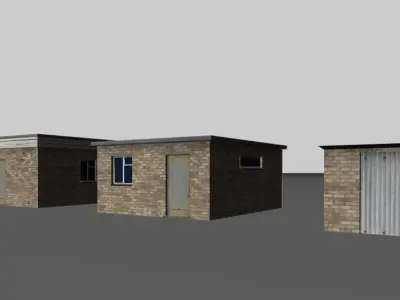 Game Ready 1960s Industrial Outbuildings Pack Low-poly 3D model