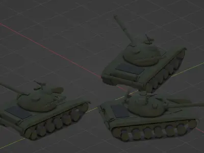 T-64 Tank Low Poly with Skeleton and Suspension Low-poly 3D model