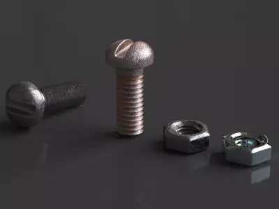 Rusted Bolts and Nuts Free 3D model