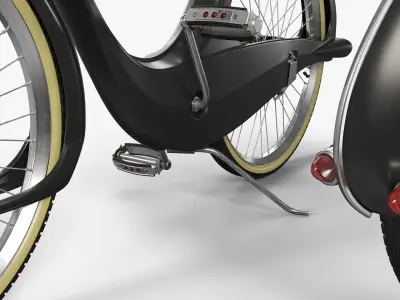  Vintage Futuristic Bike with Streamlined Frame Black Rigged 