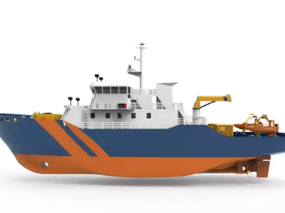 Rescue Tugboat  Low-poly 3D model