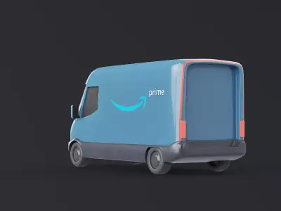 Amazon Delivery Van Minimalistic Low-poly 3D model