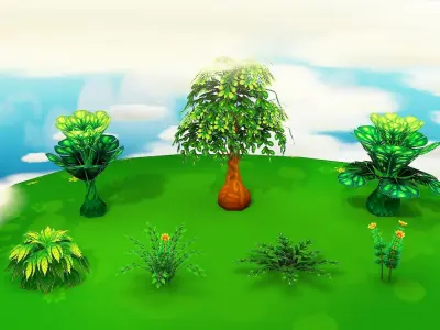 Fantasy Sky Forest Low-poly 3D model