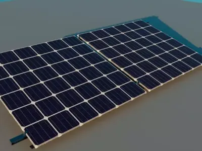 Solar Panel With Rack Low-poly 3D model