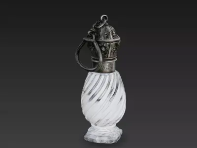 Antique Victorian Perfume Bottle  Ornate Silver  Marble Glass  3D model