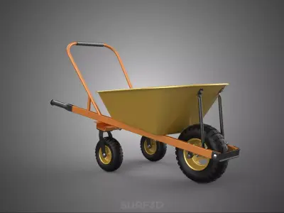 TRI CASTOR SWIVEL WHEEL WHEELBARROW BARROW ERGONOMIC HANDLE DUMP 3D model