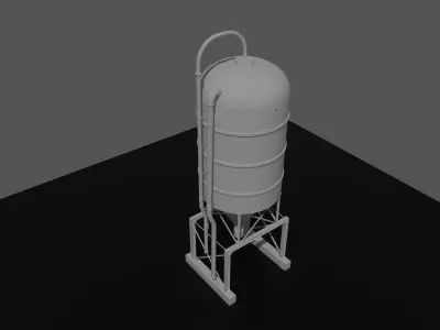 Game Ready Old Industrial Silo without textures Low-poly 3D model