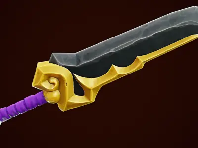 Stylize Sword With Gold Low-poly 3D model